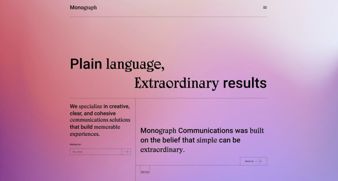 Example of a gradient colored website by Monograph. Medical Marketing Solved Website Design.