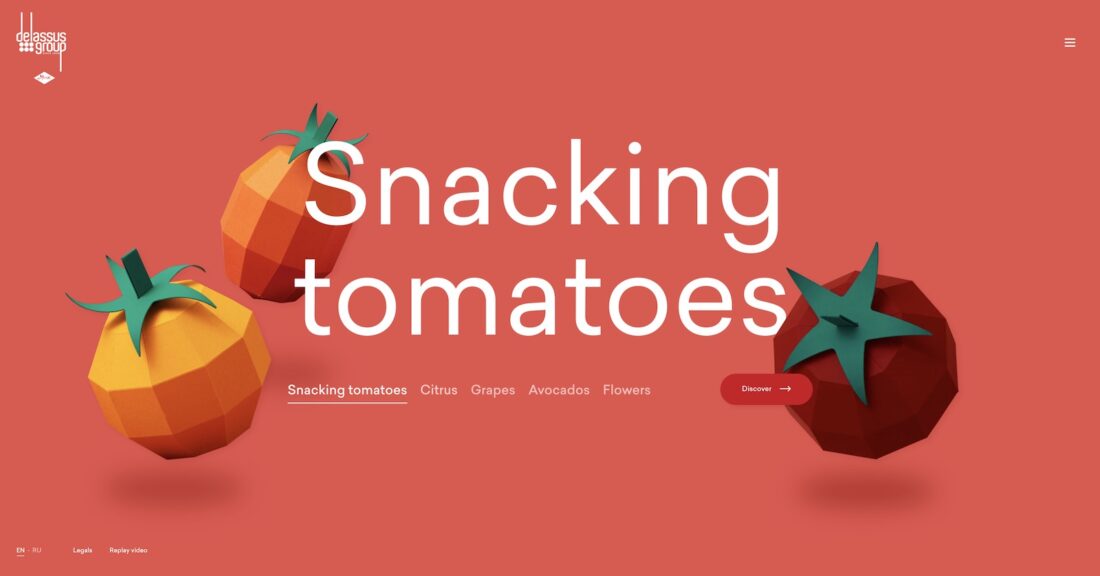 Delassus.com Website design example of storytelling and animation.